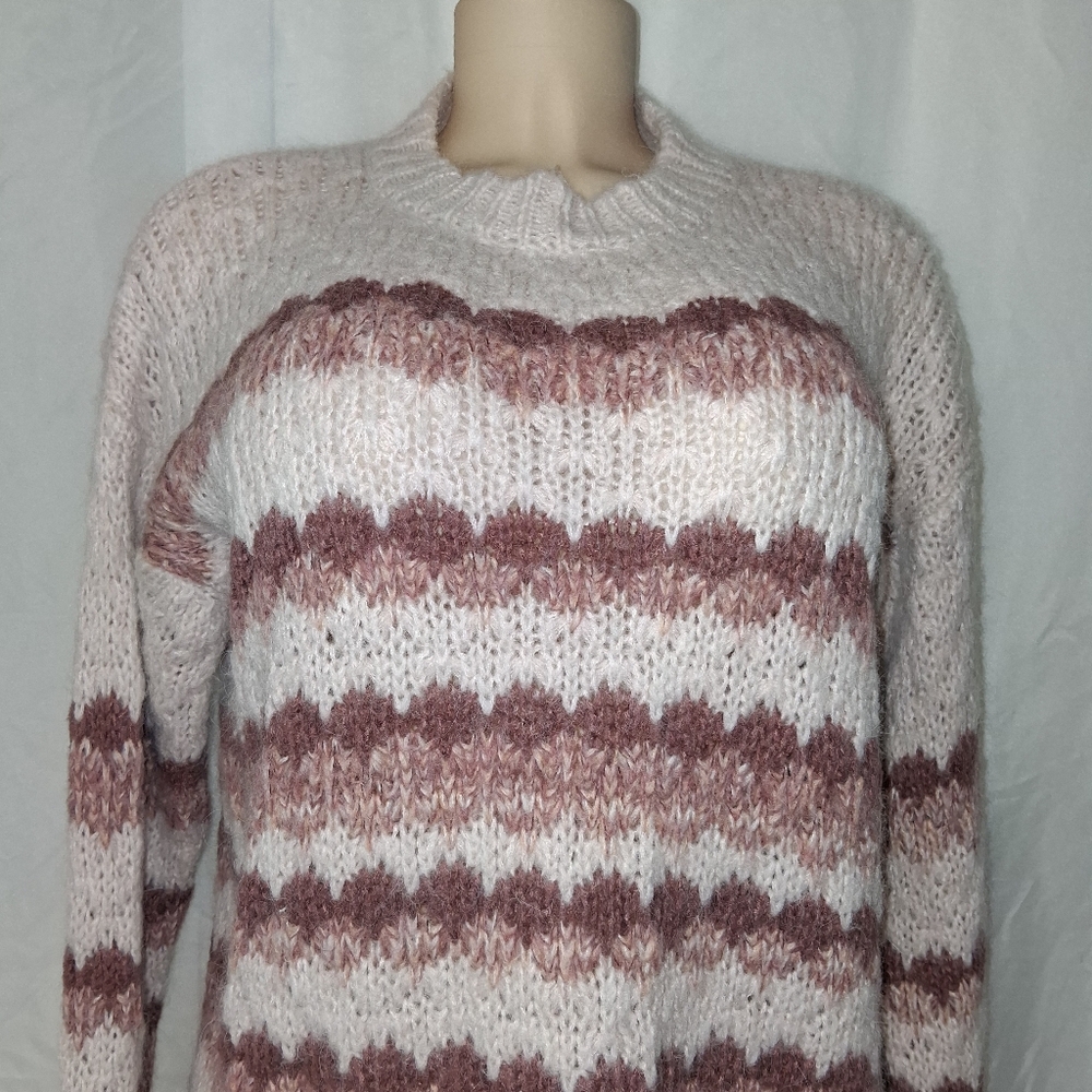 Elsamanda Chic Striped Women's Sweater in Pink and Cream Size M Made In Italy - Picture 12 of 16